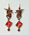 Brass Dragon And QEII Earrings