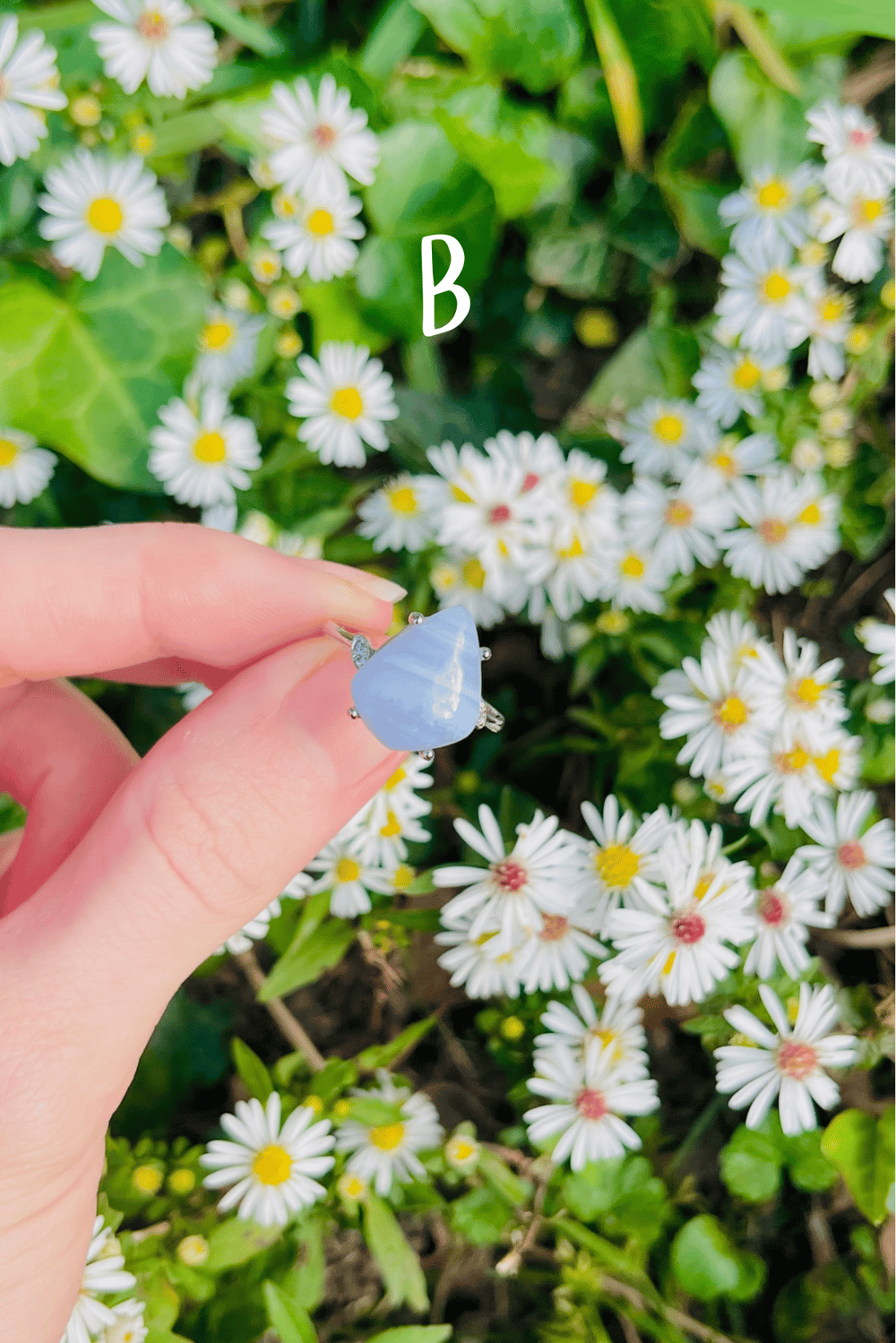 Image of Blue lace Agate Silver Adjustable Rings