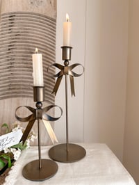 Image 2 of  Brass Bow Candlesticks ( Set or Singles )