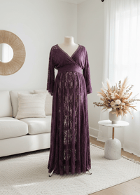 Image 4 of photography lace dress Melanie - size M - dark purple | photo props