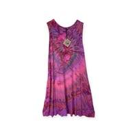 Image 1 of 3XL Jersey Knit Pocket Tank Dress in Hibiscus Spiral Ice Dye