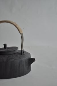 Image 2 of Black Ridged Teapot - Wheel-thrown with Custom Matte Glaze