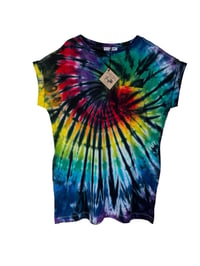 Image 7 of L 100% Cotton Short T-Shirt Dress with Pockets in Rock-n-Roll Tie Dye