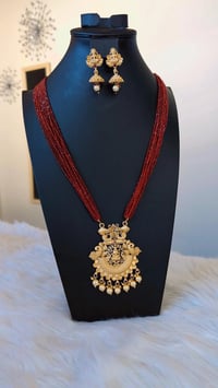 Image 1 of THJ_9907-Hydrocrystral Temple Jewelry Necklace Set Featuring Goddess Laxmi