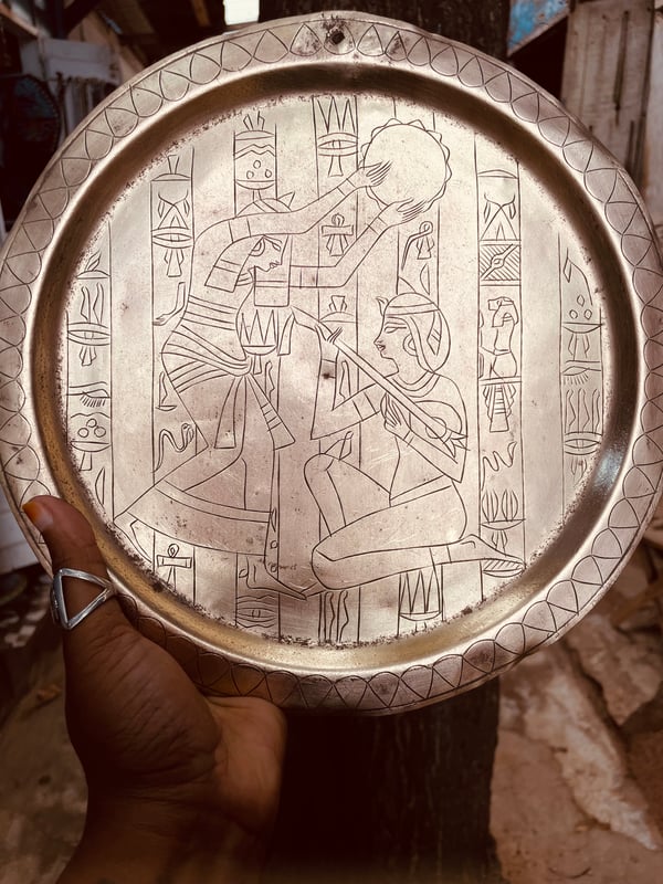Image of Antique Brass Egyptian Plate 2