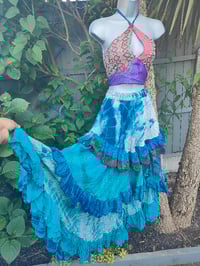 Image 7 of Wanderlust maxi tiered skirt/ Bandeau Dress Blue tie dye flecks of purple 8-16 copy