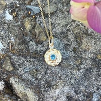 Image 3 of Gold Wreath Charm, Teal Montana Sapphire