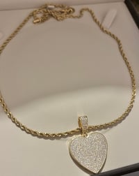 Image 1 of Gold plated/ stainless steel heart necklaces for women, Gift for her, Micro pave cz stones