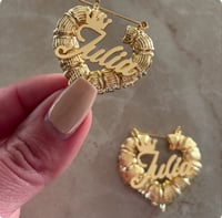 Image 1 of Custom Bamboo Heart Hoops