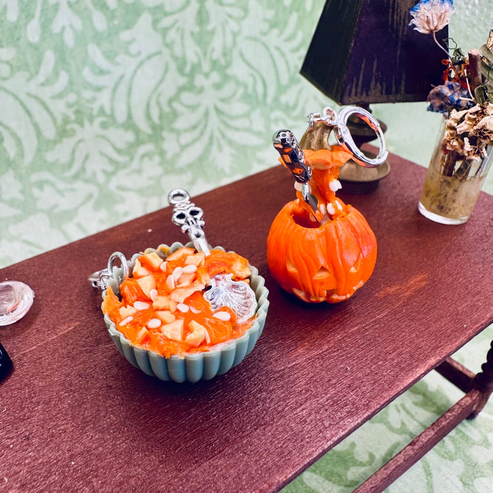 Image of Exploding Head Pumpkin and Bowl EARRINGS