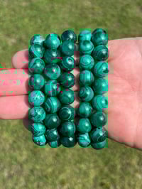 Image 1 of Malachite Bead Bracelet #2207
