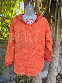 Image 1 of FESTIE Kantha Hoodie with pocket - orange