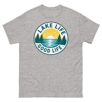 Image 6 of Lake Life Good Life Retro Lake Sunset Boating T-Shirt