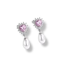 Image 2 of Pink Heart Drop Earrings 