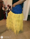 Denim and gold ruffle skirt