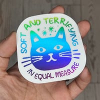 Image 2 of Soft & Terrifying Cat vaporwave sticker