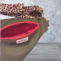 Image 2 of Small khaki waterproof bumbag with red zip