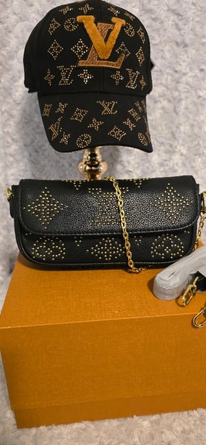 Image of Black LuV Crossbody with matching hat