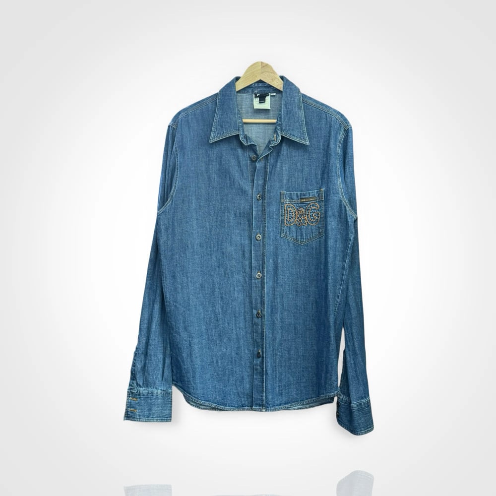 Image of Dolce and Gabbana Denim Embroidered Shirt