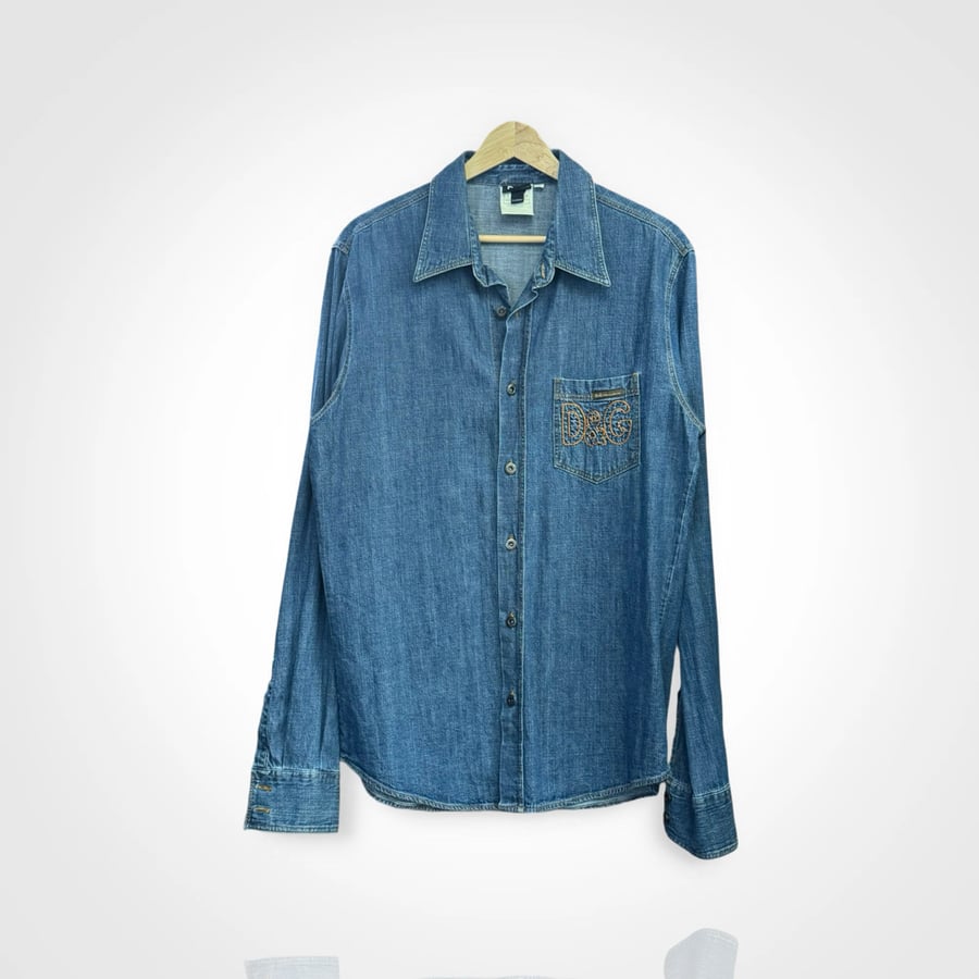 Image of Dolce and Gabbana Denim Embroidered Shirt