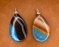 agate “druzy” edge pendants 