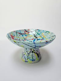 Image 1 of Blue splash pedestal bowl 