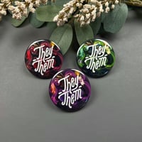 Image 4 of Witchy Pronouns Button / Green Version