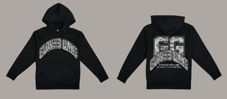GLOVES GANG OVERSIZED HOODIE (BLACK/WHITE)