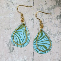 Image 2 of Blue and Gold Teardrop Earrings