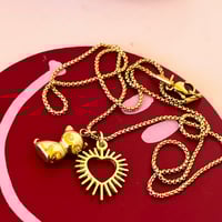 Image 4 of Cute Kitty Cat and Spiky Heart Gold Chain