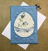 Custom Quilted Vintage Keepsake Postcard- Vintage Handkerchief Easter Egg With Tatted Lace
