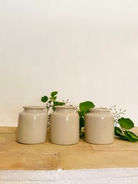 Image 1 of mustard stoneware white pots (x3)