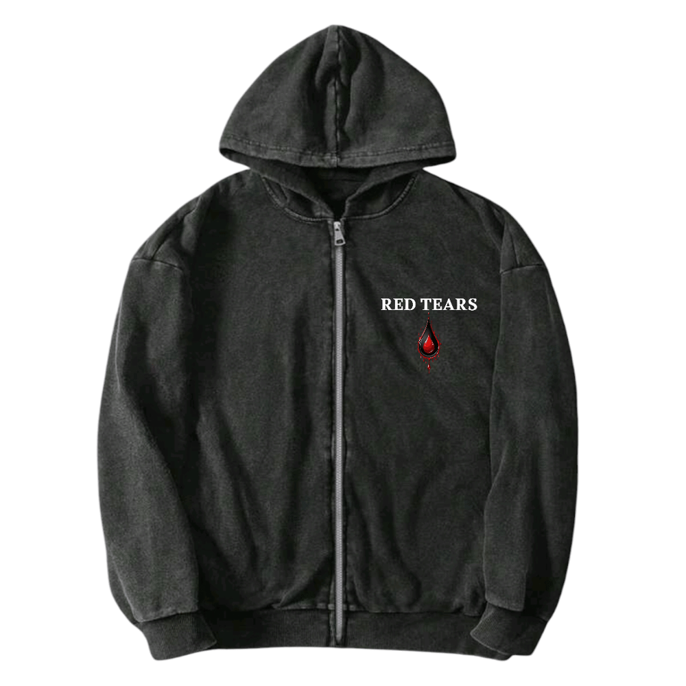 Image of Red Tears Tear Drop Hoodie(Zipper)