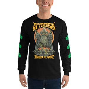 Image of Saint Patrick Banisher of Snakes Long Sleeve Black Shirt