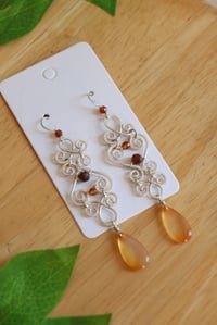 Image 1 of Orange Garnet + Carnelian Chandelier Earrings