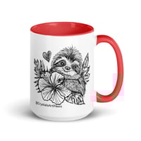 Image 15 of Tropical Flower Sloth Coffee Mug Line Art by CrystalsArtPaws