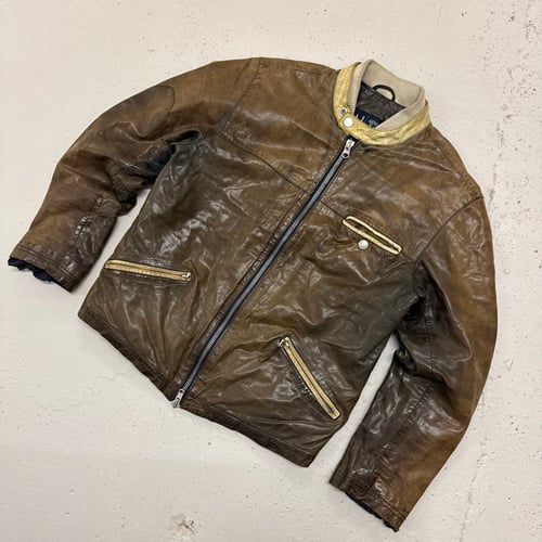Image of 2000s Armani Jeans Leather Jacket, Size Medium