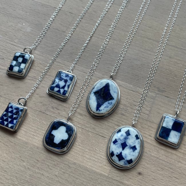 Porcelain silver necklace 6