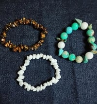 Image 2 of Stretch bracelet trio  (tiger eye,white agate, turquoise howlite) 
