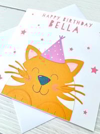 Image 3 of Personalised Fun Cat-Themed Birthday Card - Custom Card for kids & Cat Lovers