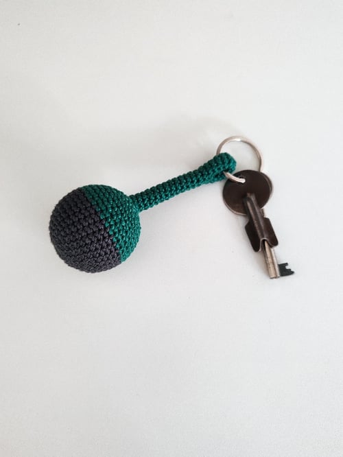 Image of Crochet Keychain in green and grey
