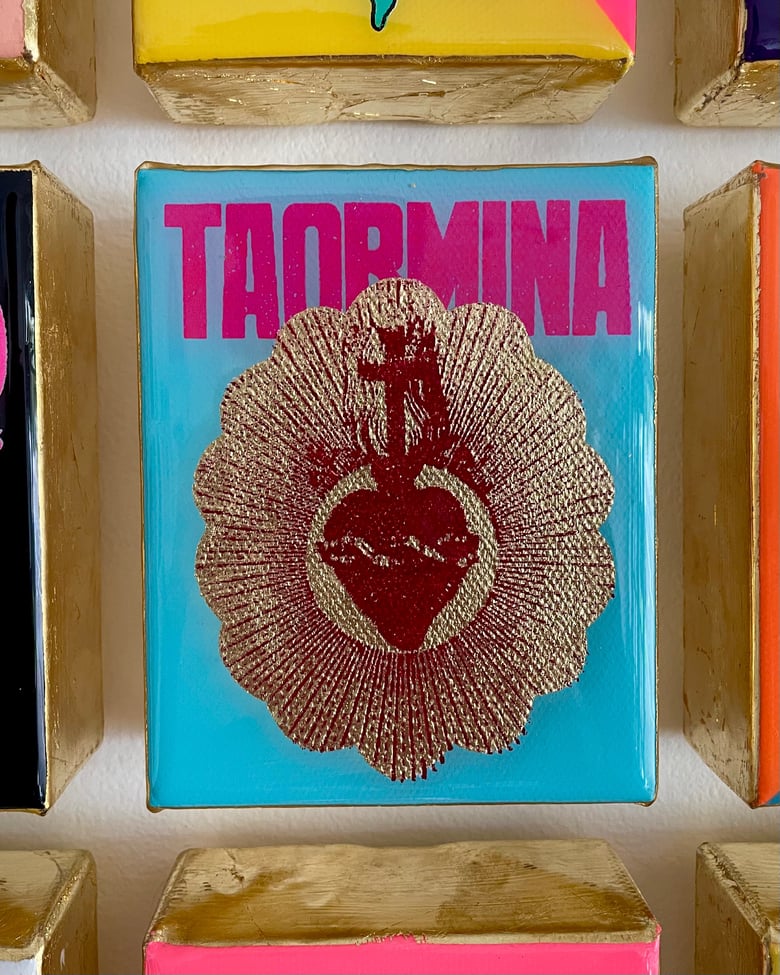 Image of Taormina Sacred Heart Aqua/Pink/Gold leaf 