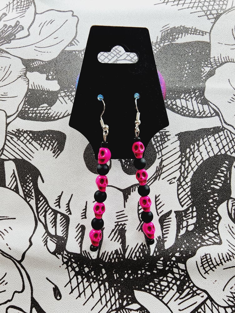 Image of Neon Pink Skull Matte Black