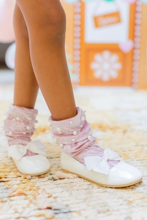 Image of Crushed Velvet and Pearl Slouch Socks