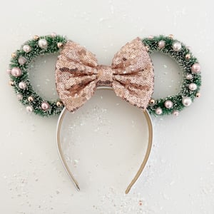 Image of Wreath Ears with Mauve and Rose Gold Bow - PREORDER
