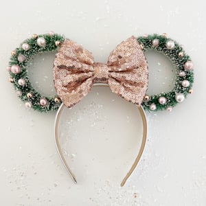 Image of Wreath Ears with Mauve and Rose Gold Bow