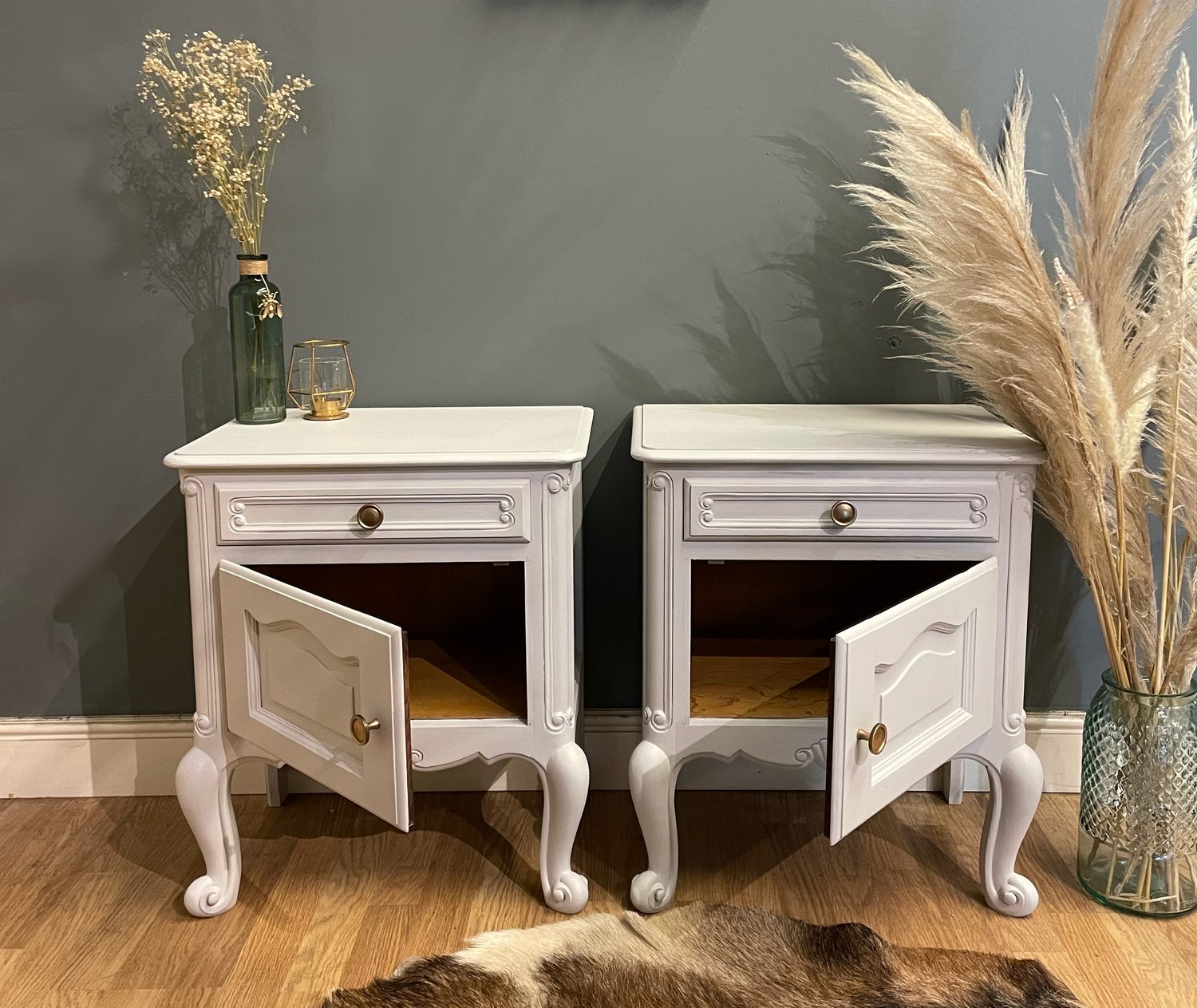 Image of French oak white bedside tables 
