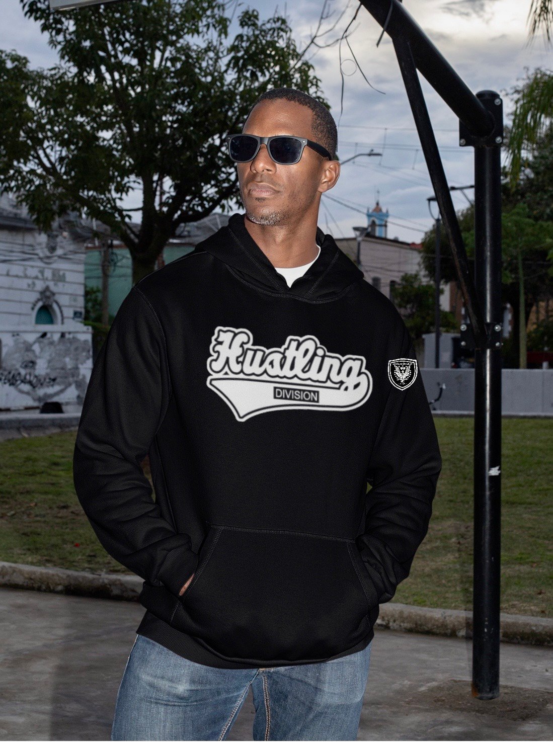 Image of Nublend Hustling Division Hoody - Black/White Design - UNISEX
