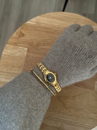 Image 2 of Vintage Gold 18K Gold Plated Pulsar By SEIKO oval black dial - New in Tag