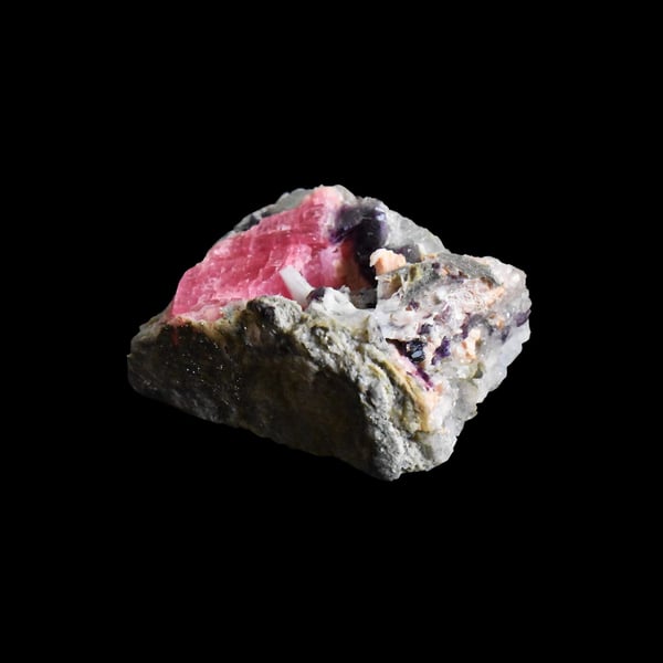 Image of Rough Pink Tourmaline & Violet Lepidolite Mineral with Golden Pyrite, Clear Quartz specimen